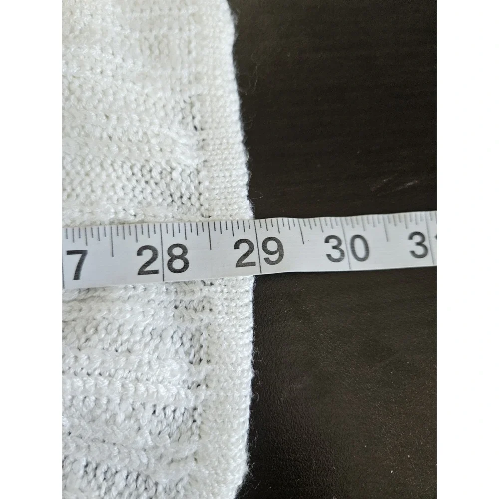 Poof Women's Sweater Large‎ White Knit Long Sleeve V-Neck Lace Up Sides Pullover